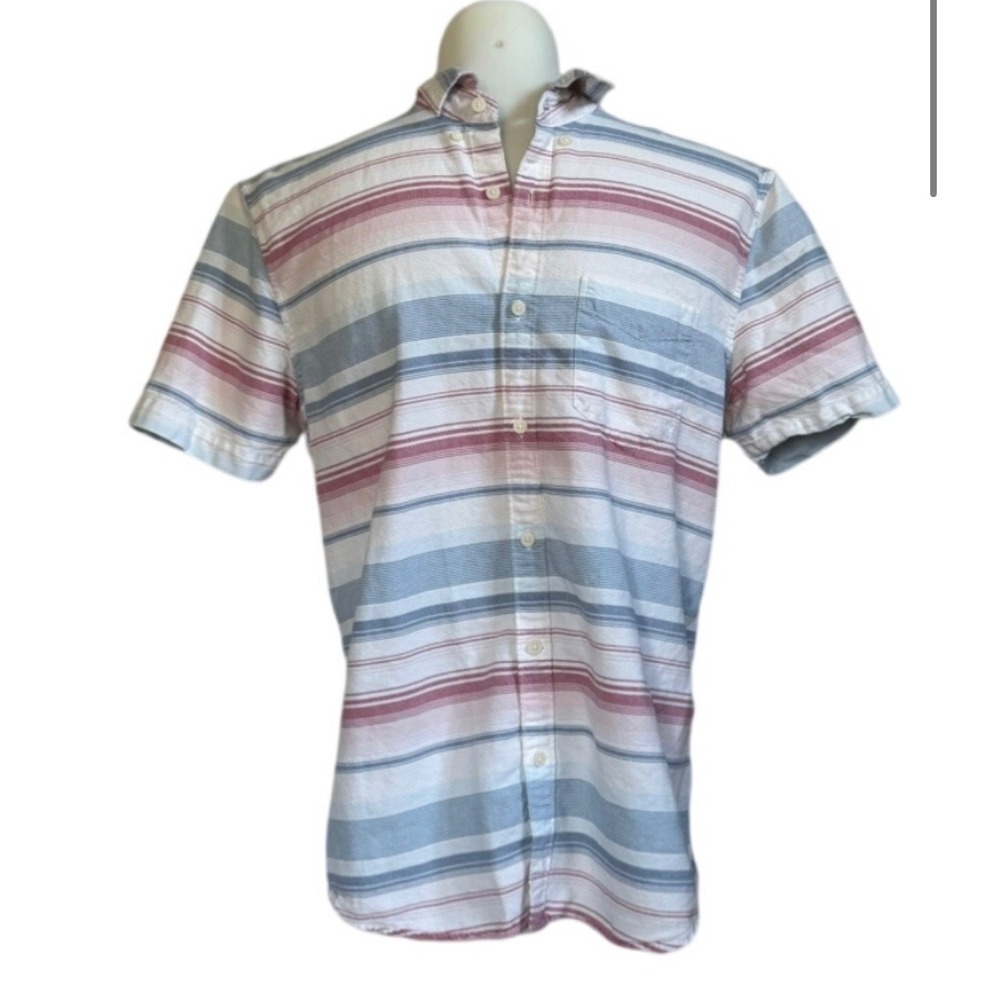 American‎ Eagle Mens Large Seriously Soft Striped Short Sleeve Button Down Shirt